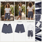GINA BENOTTI Navy and White Striped Drawstring Lounge Shorts