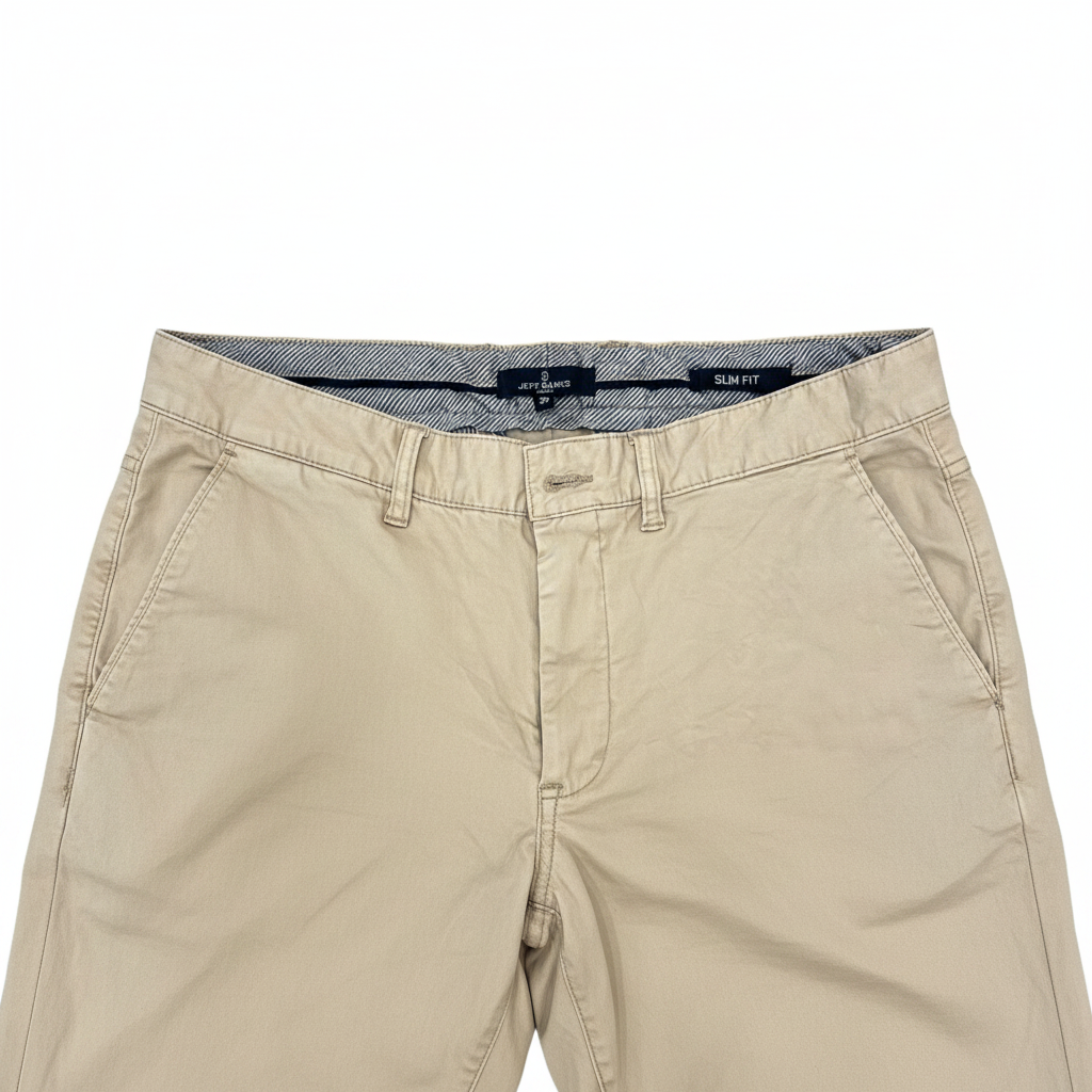 Jeff Banks Men's Slim Fit Beige Chino Pants