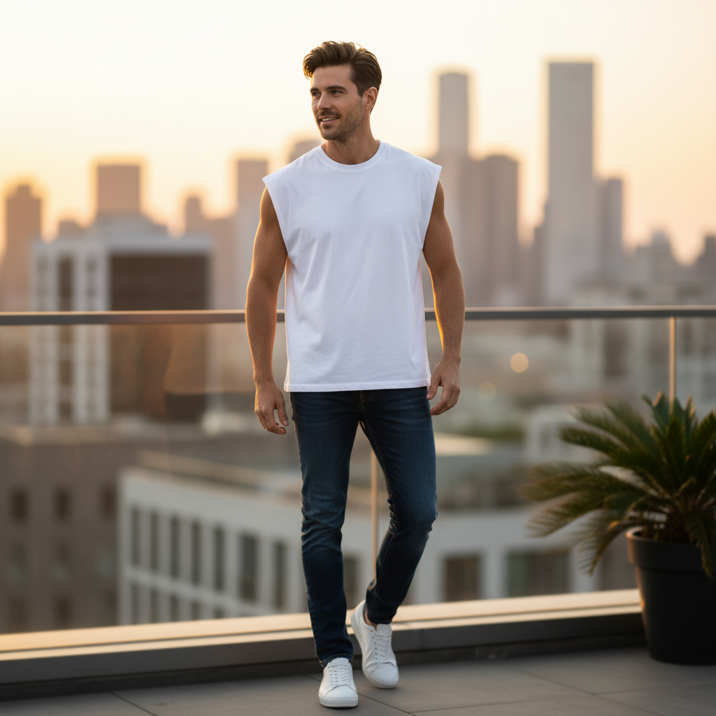 Esmara Men's White Cotton Sleeveless Tank Top