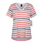 Emery Rose Emery Rose Multi-Stripe V-Neck Short Sleeve Relax
