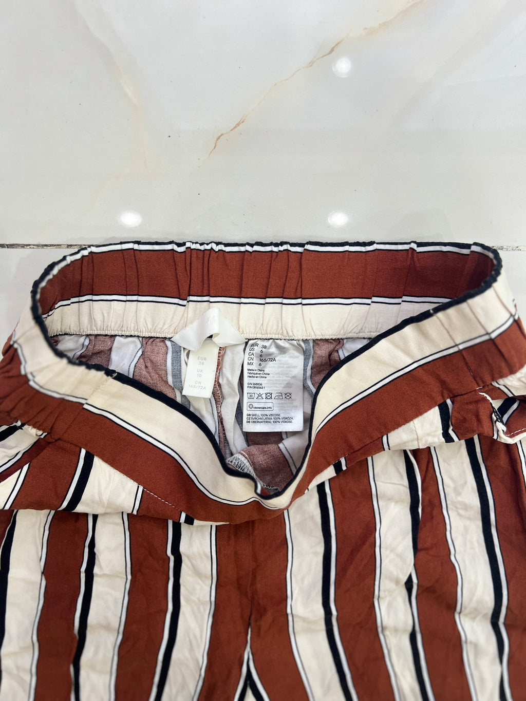 Women's Striped Wide Leg Culottes in Rust and Cream