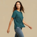 Deep Teal Relaxed Fit Boxy Crewneck T-Shirt
