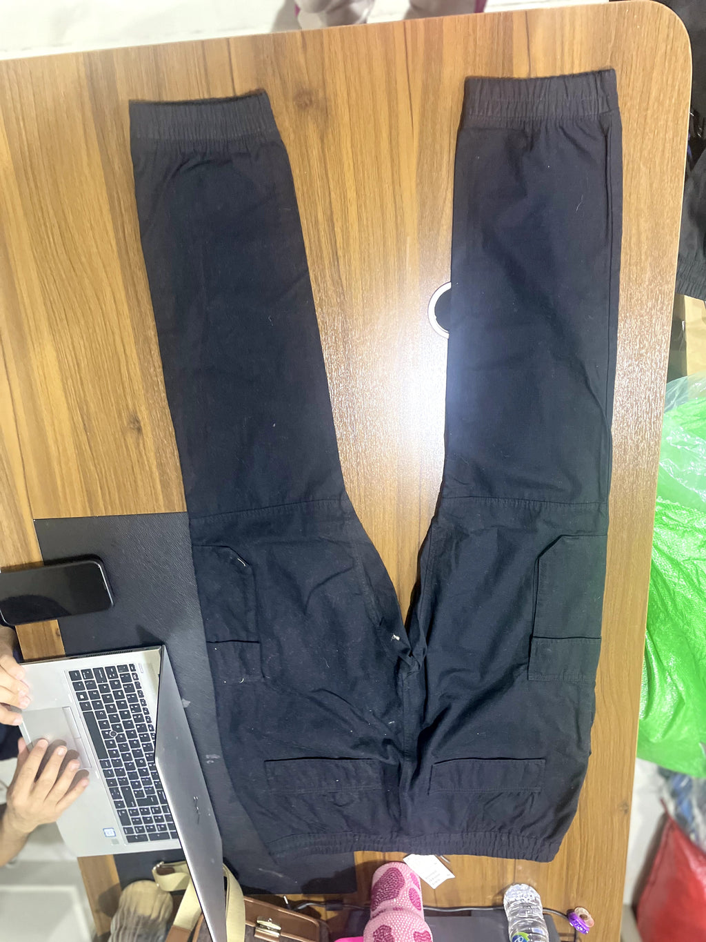 Divided H&M Black Cotton Tapered Cargo Jogger Pants