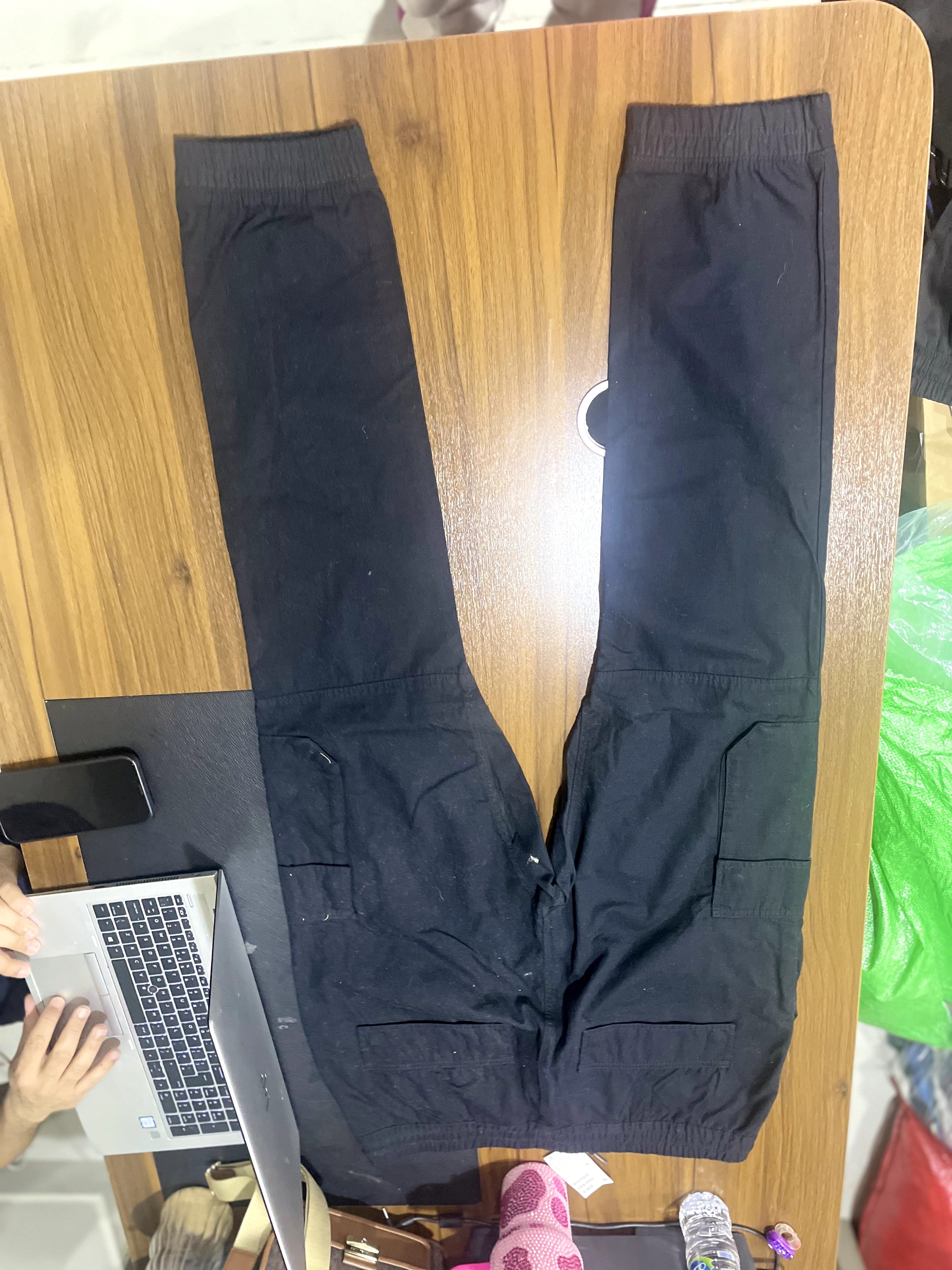 Divided H&M Black Cotton Tapered Cargo Jogger Pants