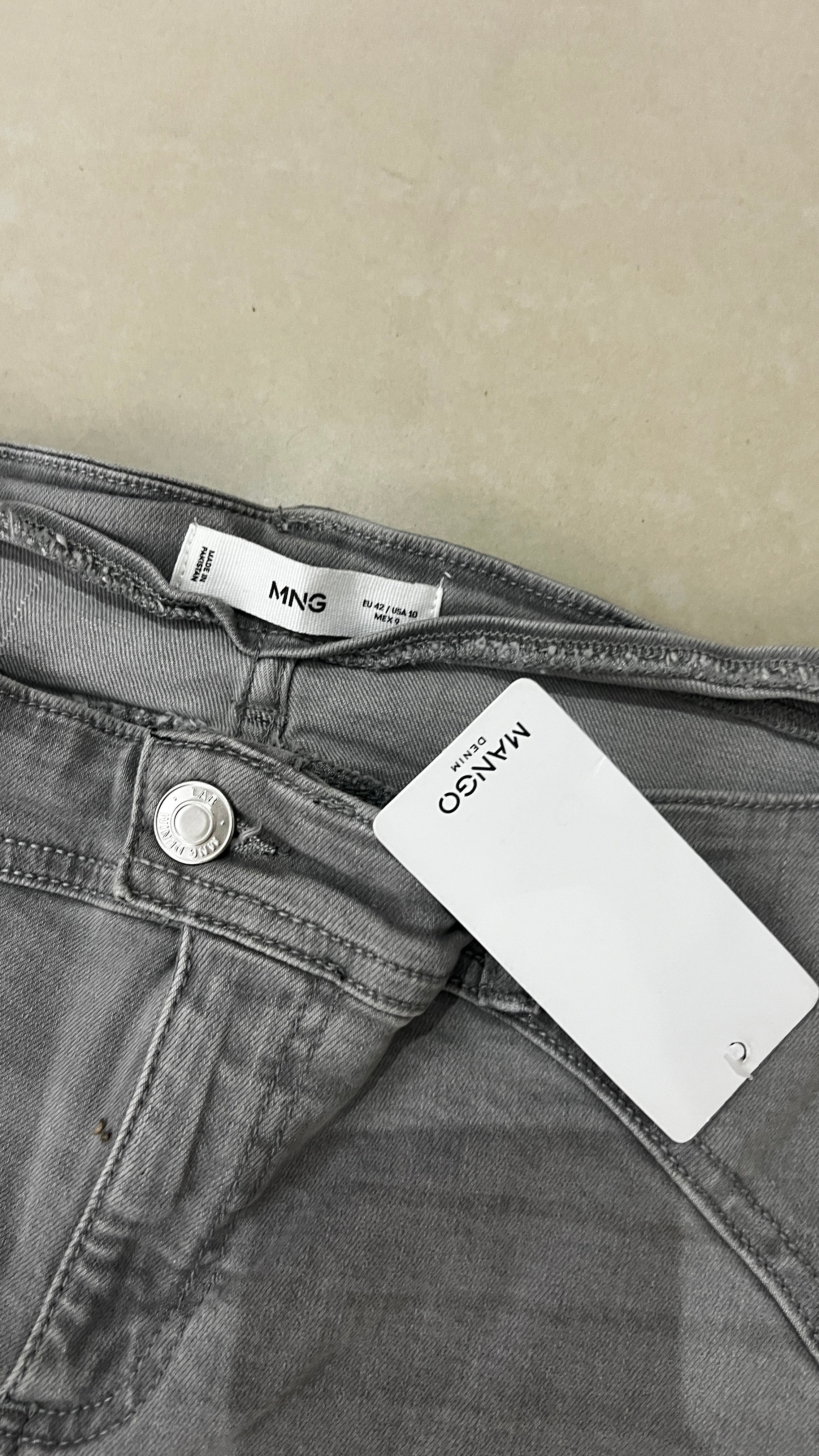 Mango Medium Grey Wide Leg Jeans with Curved Waistband