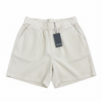Women's Beige Linen Blend Straight Leg Drawstring Trousers