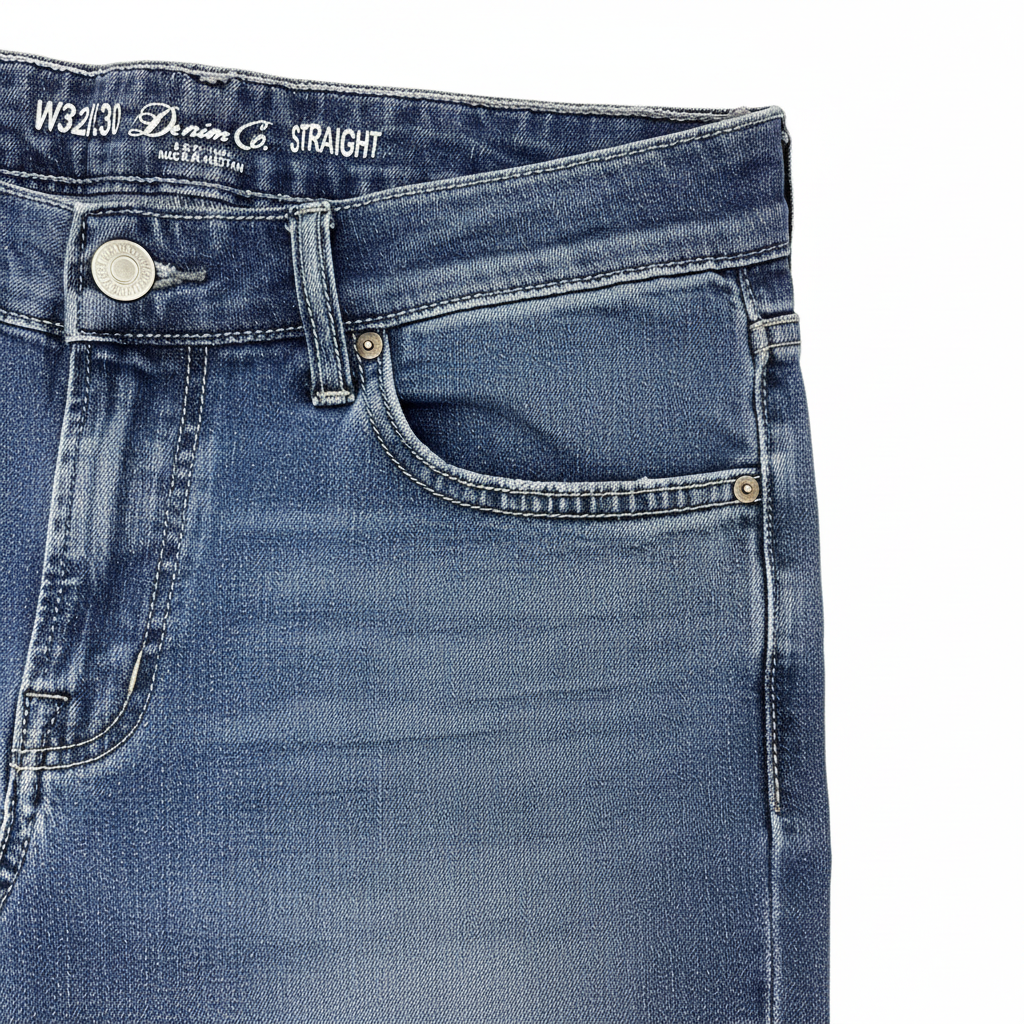 Women's Mid-Blue Straight Leg Denim Jeans