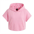 SHEIN SHEIN Bubblegum Pink Cropped Hooded Top with Kangaroo