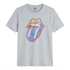 Springfield Heather Grey Graphic Tee with Multicolour Band L