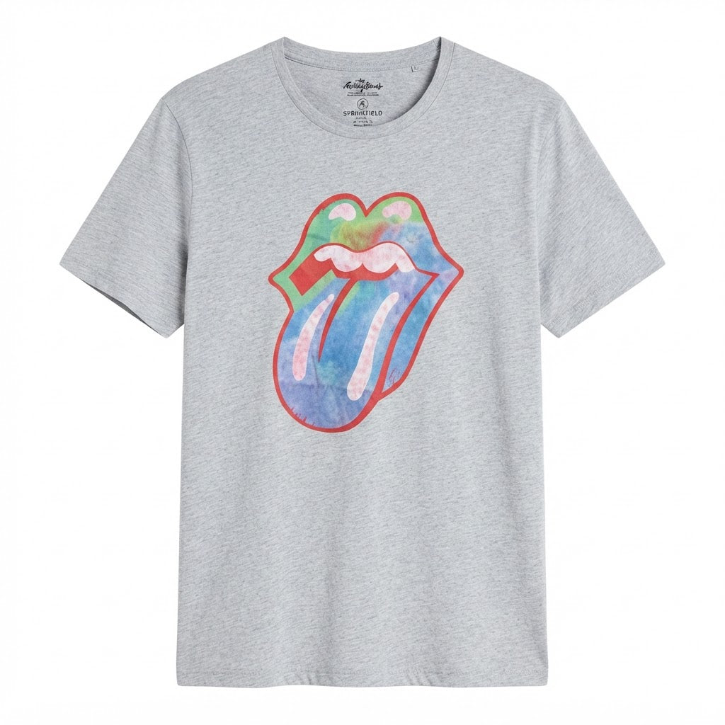 Springfield Heather Grey Graphic Tee with Multicolour Band L