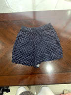 Navy Blue Polka Dot Relaxed High-Waist Shorts