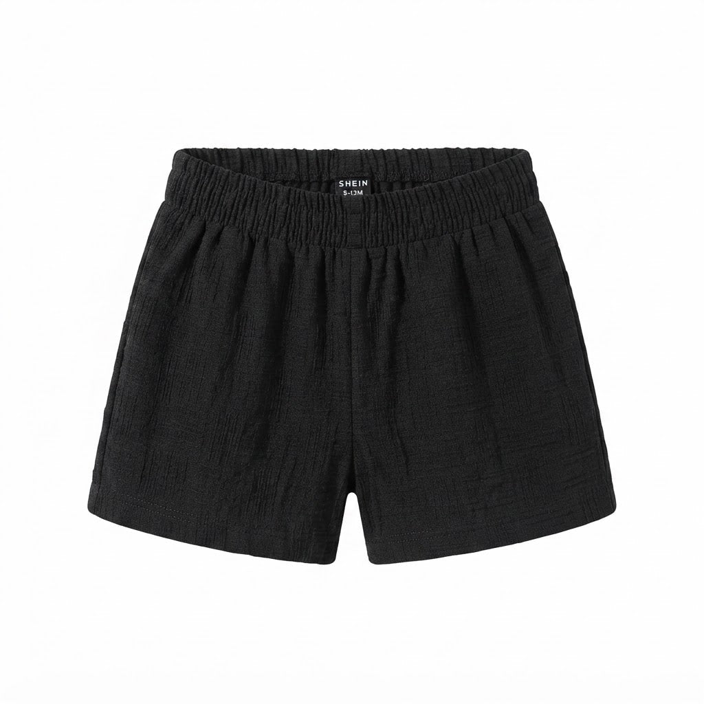 SHEIN Black Smocked Waist Infant Shorts