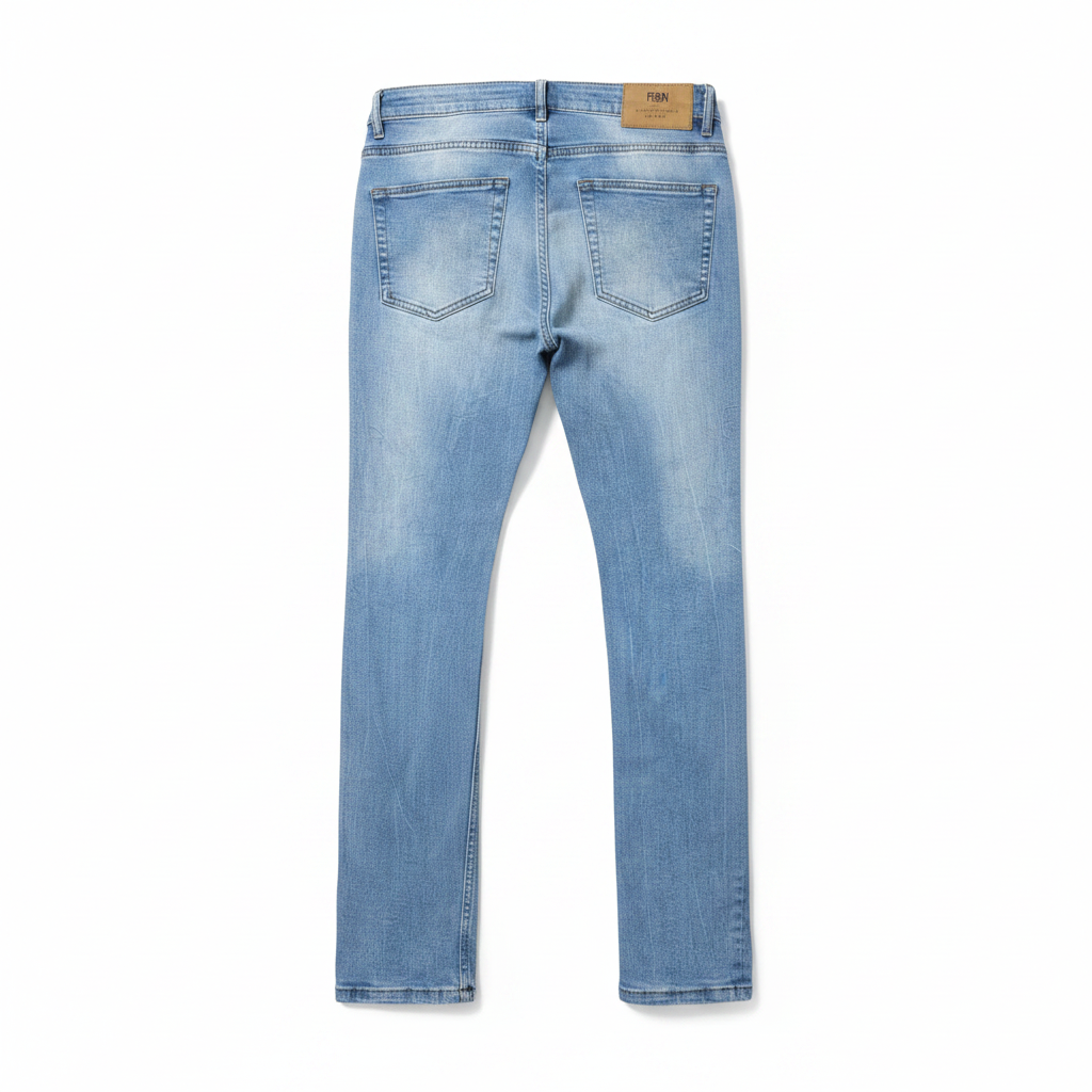 Men's Light Blue Slim-Fit Faded Denim Jeans
