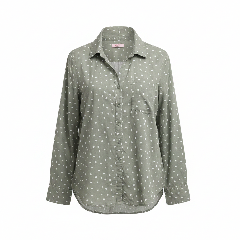 Millers Woman Sage Green Polka Dot Button-Down Shirt