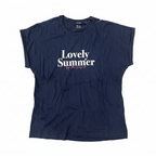 Women's Navy Blue Seaside Graphic Summer T-Shirt