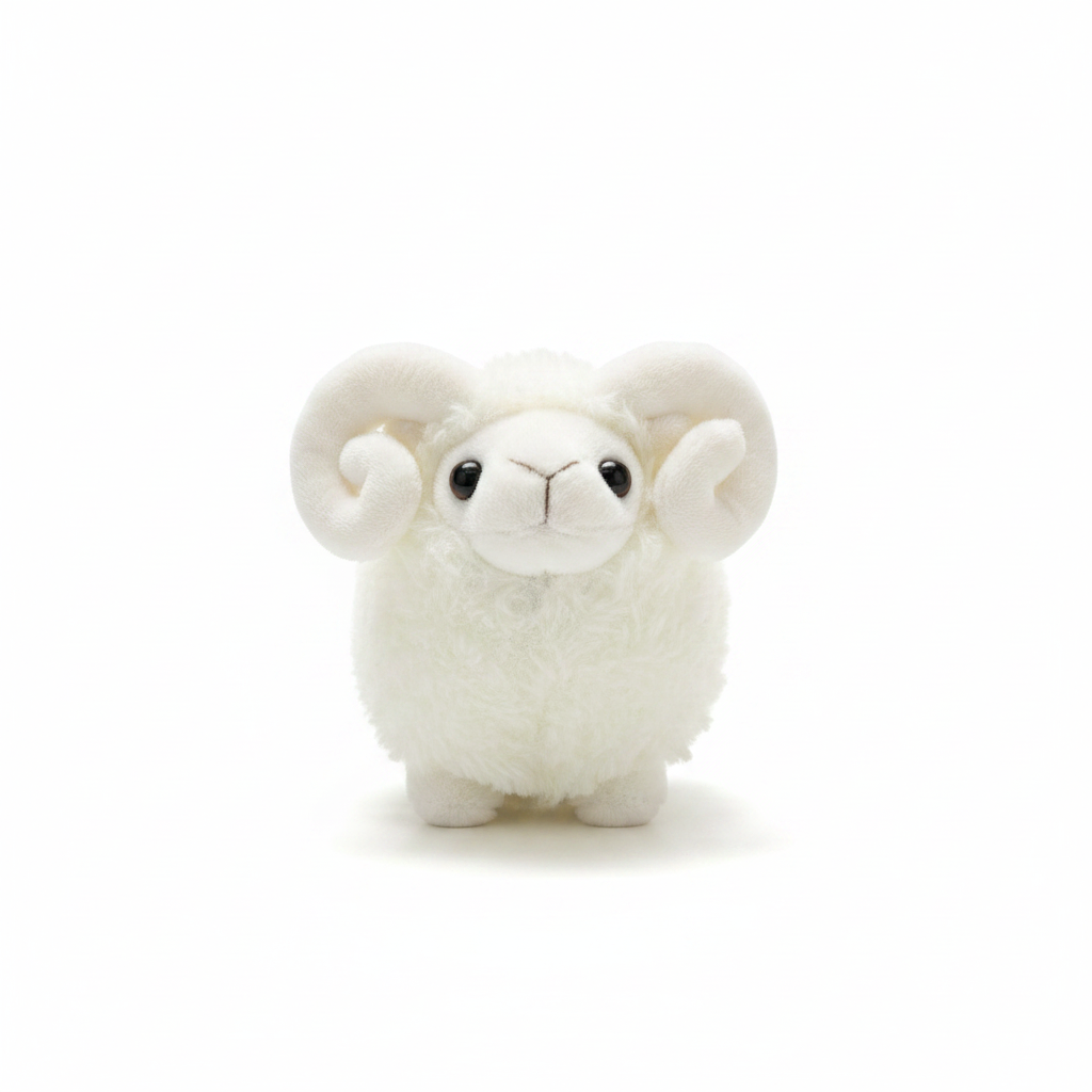 Soft White Plush Ram Stuffed Animal Toy