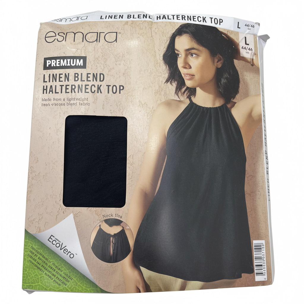 Esmara Women's Black Linen Blend Halterneck Top