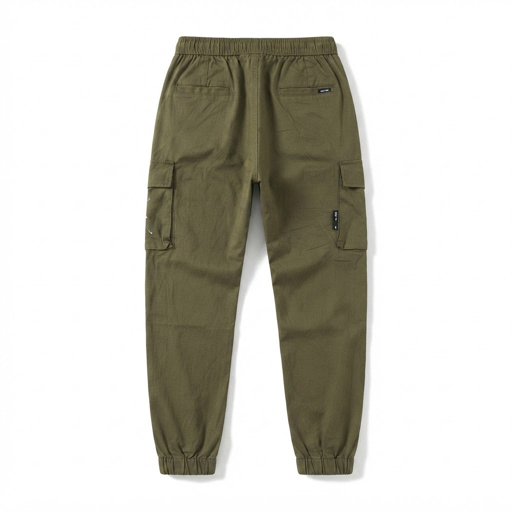 Men's Olive Green Cargo Jogger Trousers