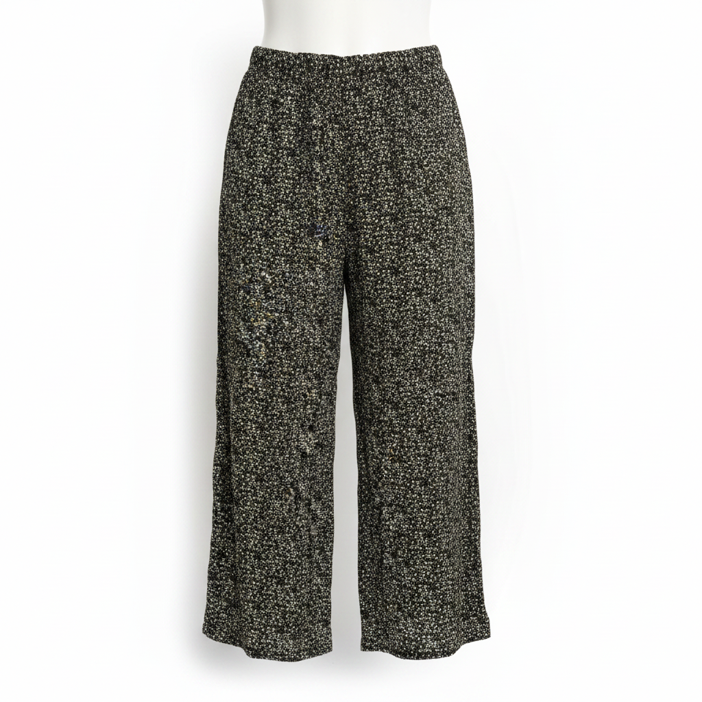 Women's Black Floral Printed Wide Leg Trousers