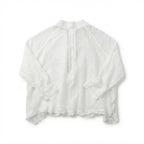 Women's White Linen Ruffle Hem Open Front Cardigan