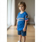 SHEIN Royal Blue California Script Kids Baseball Jersey