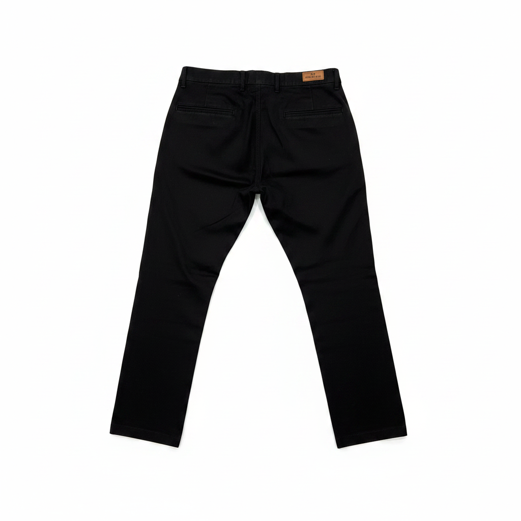 DERIK MARK Men's Slim-Fit Black Cotton Chino Trousers