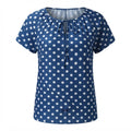 Women's Royal Blue Polka Dot Peasant Blouse