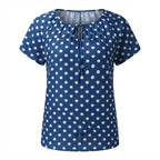 Women's Royal Blue Polka Dot Peasant Blouse