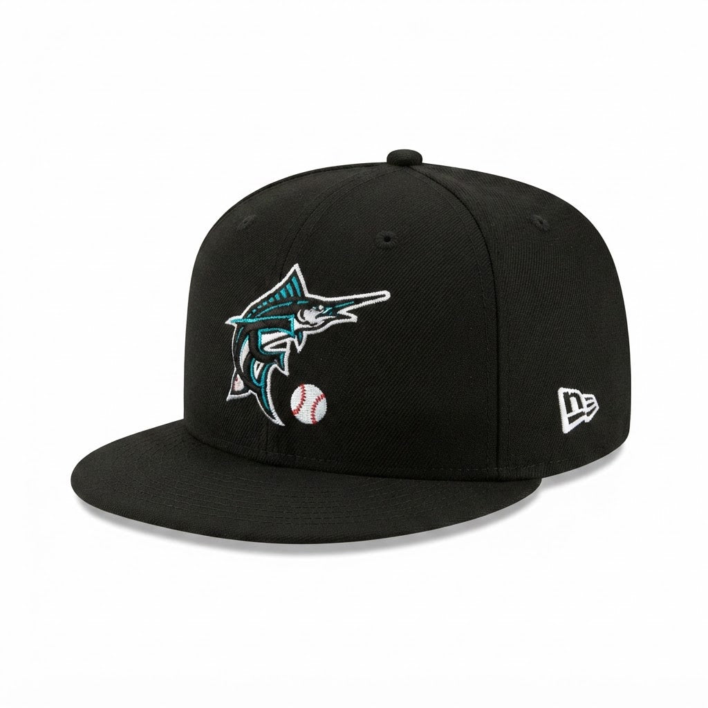 New Era Black Florida Marlins MLB Fitted Cap