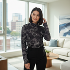 Women's Black Dragon Print Ruched Tie Crop Top