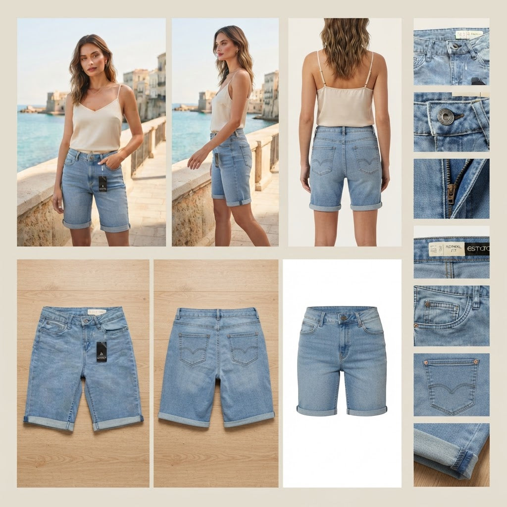 esmara Light Blue Washed Cuffed Denim Shorts