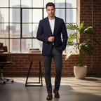 H&M Women's Navy Blue Tailored Single Button Blazer