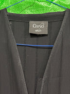 Cervo Black Open-Front Abaya with Structured Banded Cuffs