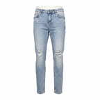 Women's Light Blue Distressed Acid Wash Slim-Fit Jeans