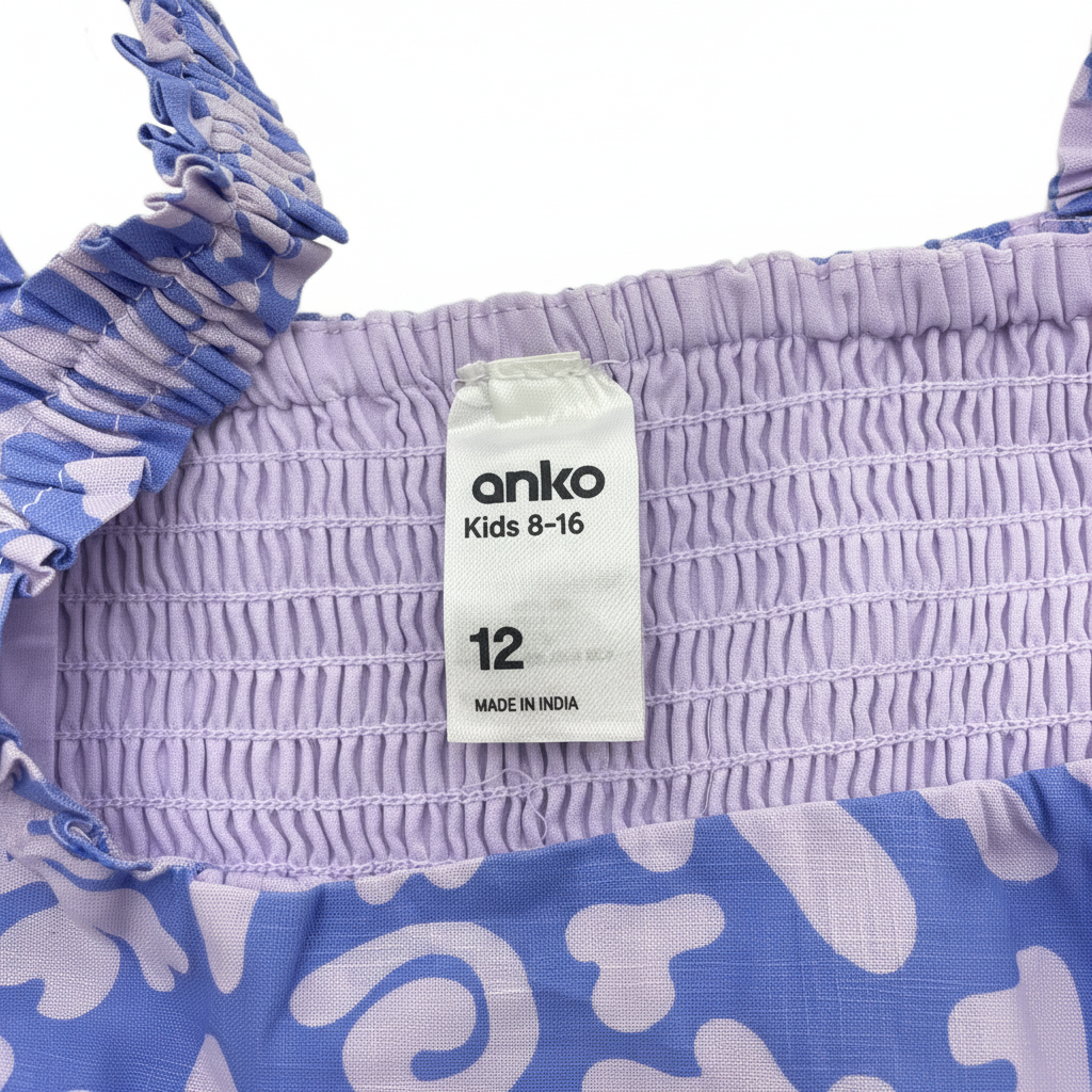 Anko Kids Purple Abstract Print Tiered Summer Dress Size 12