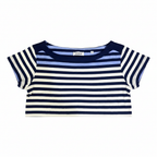 Marcs Women's Striped Cotton Boat Neck T-Shirt - Blue XXS