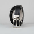 Men's Black Leather Belt with Polished black Buckle