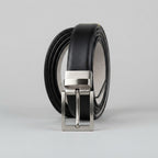 Men's Black Leather Belt with Polished black Buckle