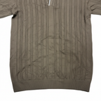 LOOK MAN Brown Ribbed Knit Polo Shirt