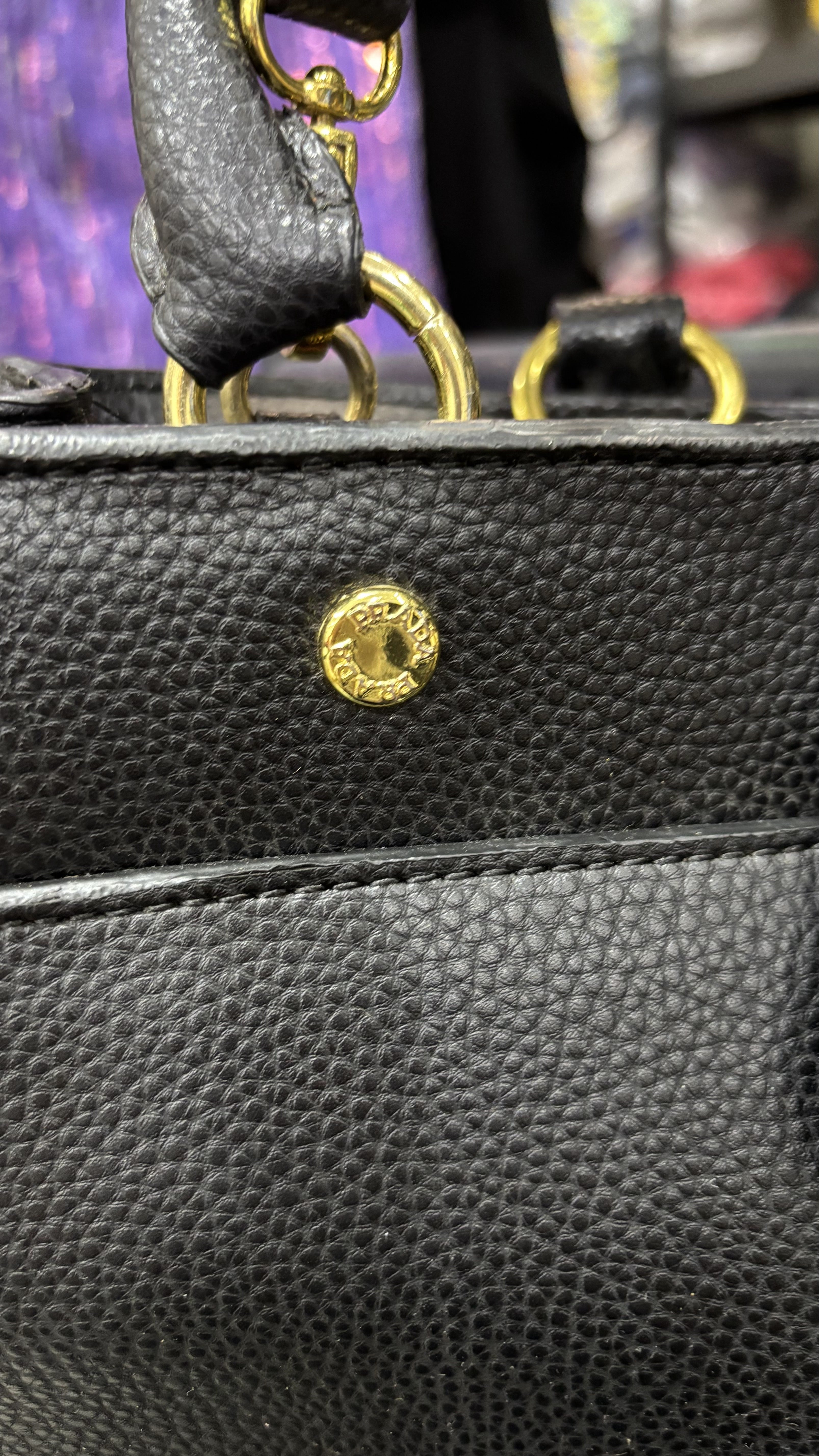 PRADA PRADA Black Grained Leather Top-Handle Tote