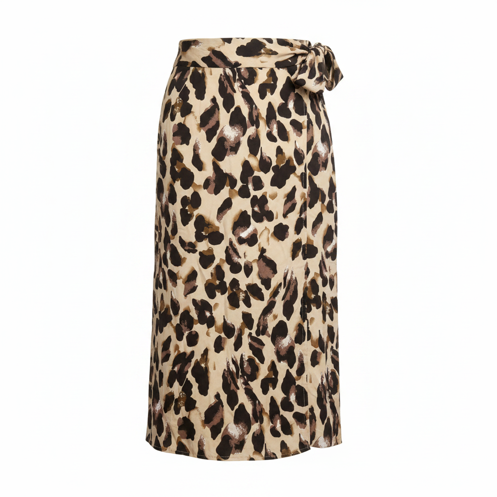 EMERY ROSE Women's Leopard Print Wrap Midi Skirt