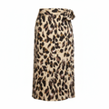 EMERY ROSE Women's Leopard Print Wrap Midi Skirt