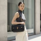 GUESS Guess Black Embossed Logo Flap Shoulder Bag