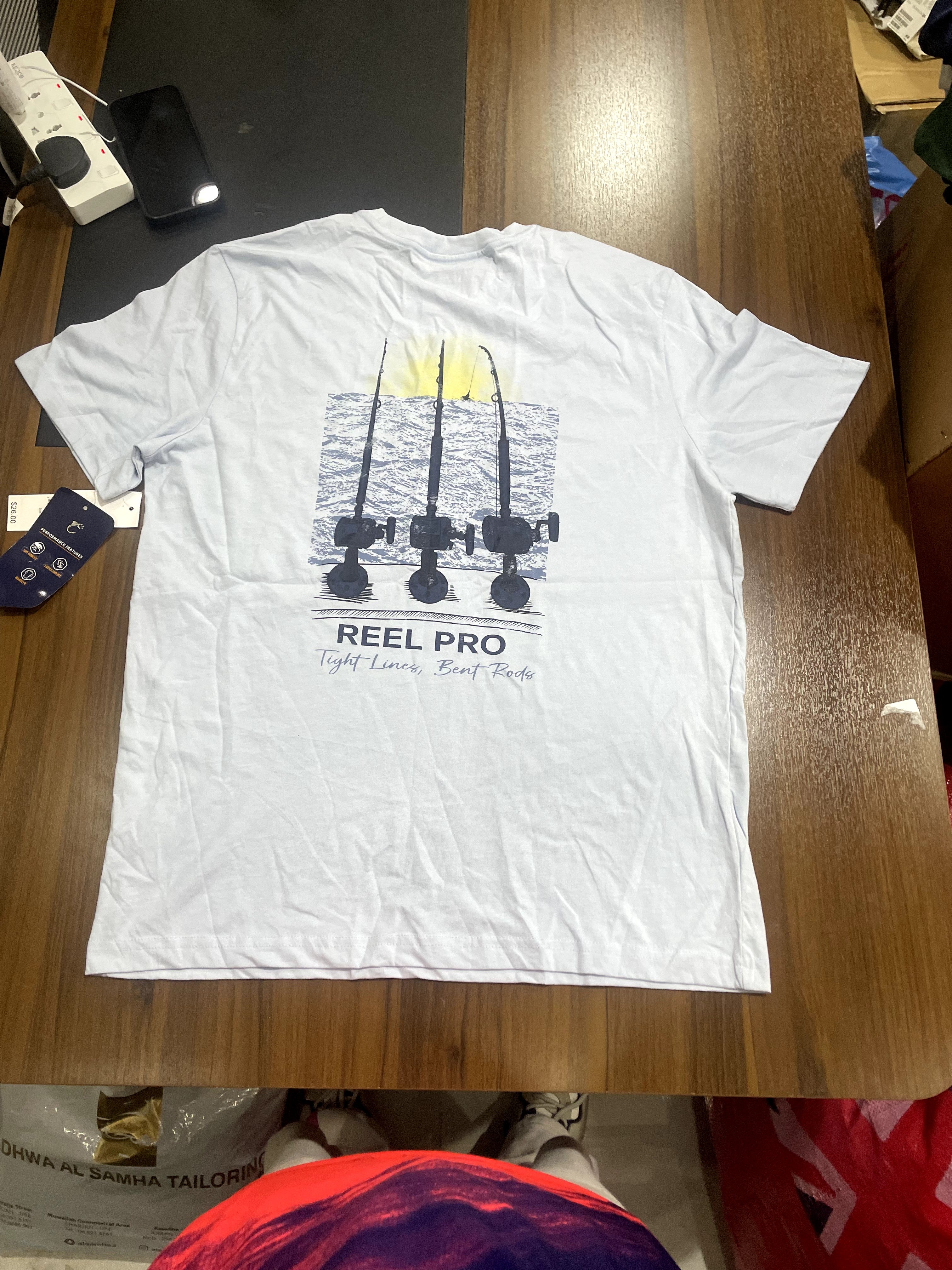 Reel Pro Fishing White Short-Sleeve Graphic T-Shirt with Fis