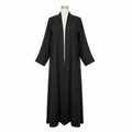 Women's Black Jacquard Open Front Abaya Robe