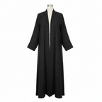 Women's Black Jacquard Open Front Abaya Robe