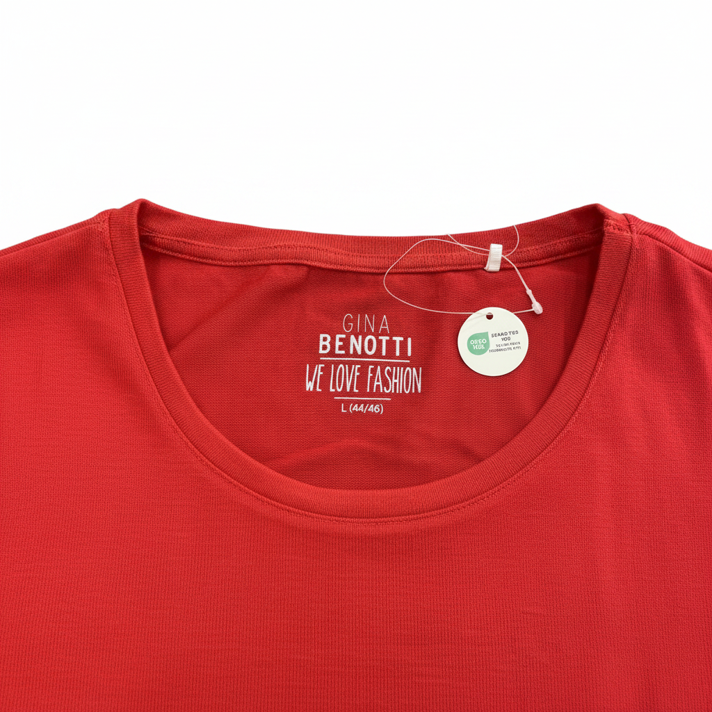 Women's Red Long Sleeve Top with Side Button Detail
