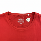 Women's Red Long Sleeve Top with Side Button Detail