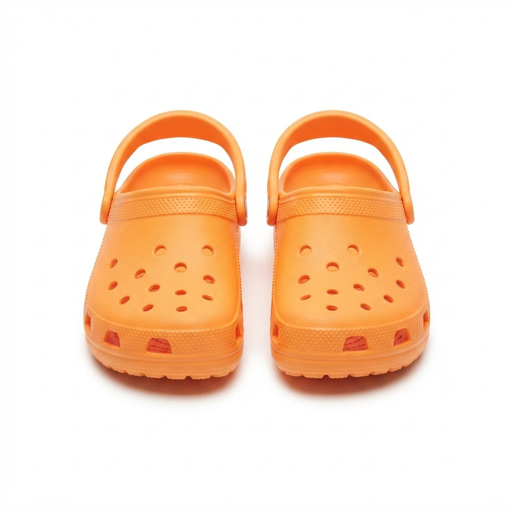 crocs Bright Orange Breathable Classic Clogs with Heel Strap