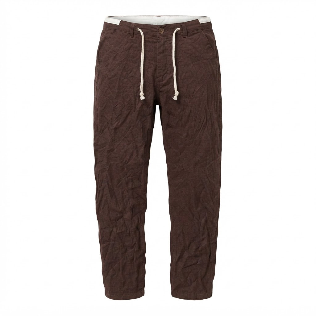Francesco Smarto Women's Chocolate Brown Linen Blend Drawstr